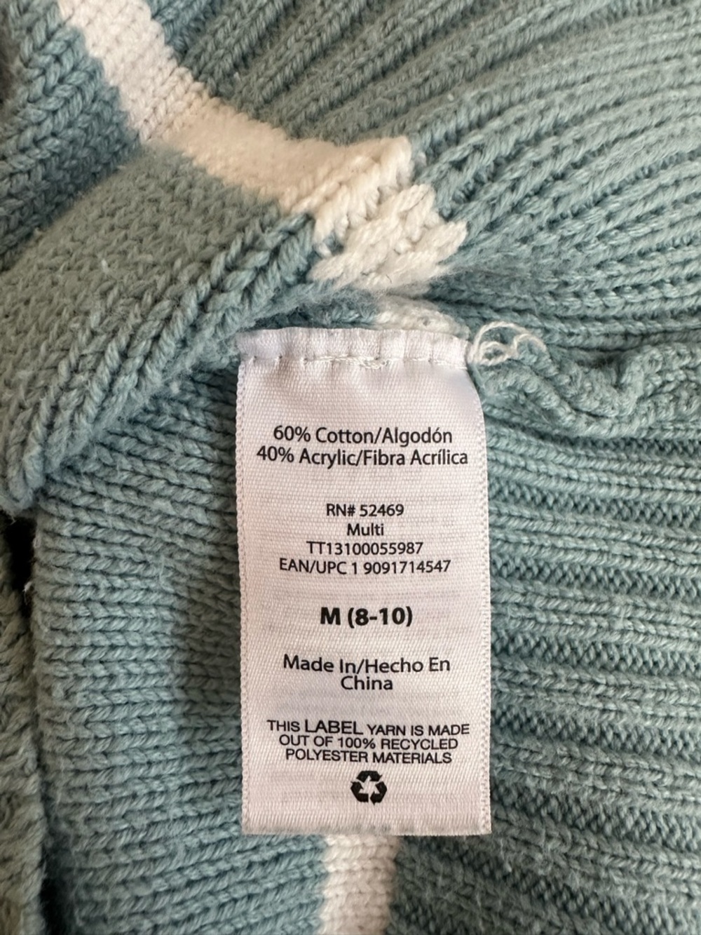 Women's Mint Green & White Knit Sweater  size medium - Picture 6 of 6